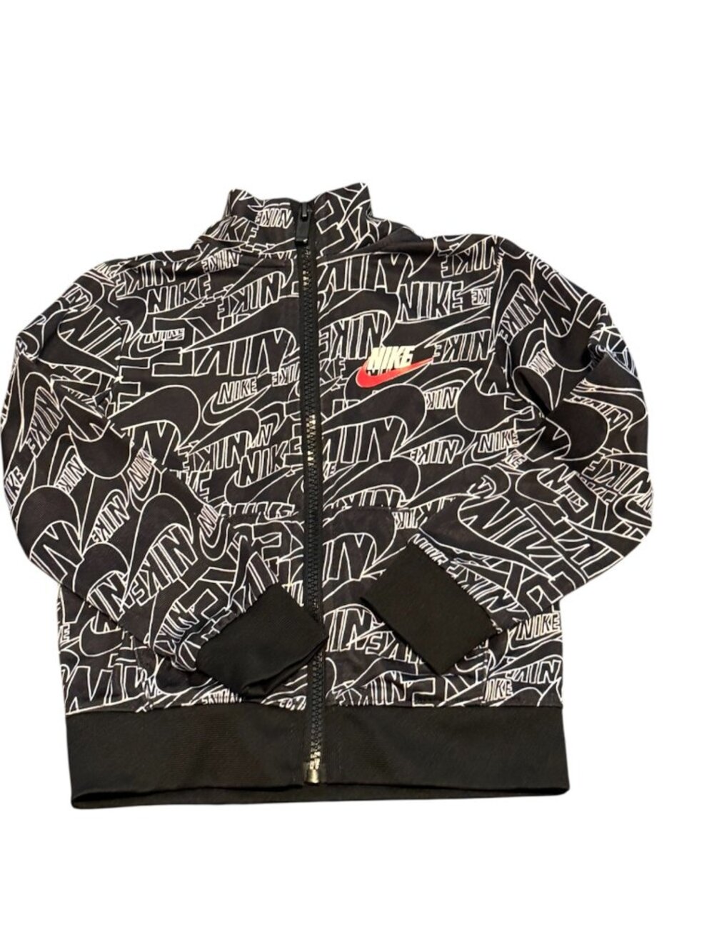 Nike Boys Track Jacket — Black Logo Zip-Up — Size 2T